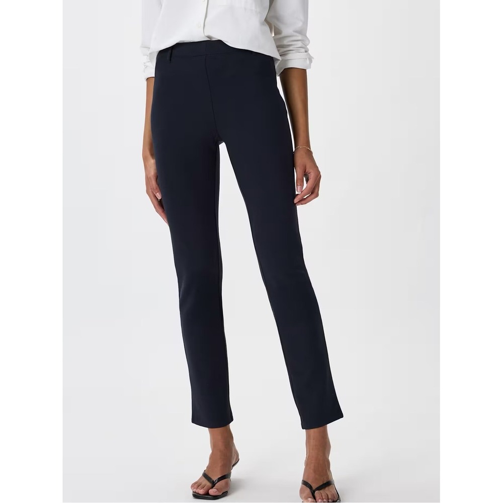 Quince Black NWT Ultra-Stretch Ponte Straight Leg Pants LP Quiet Luxury Neutral